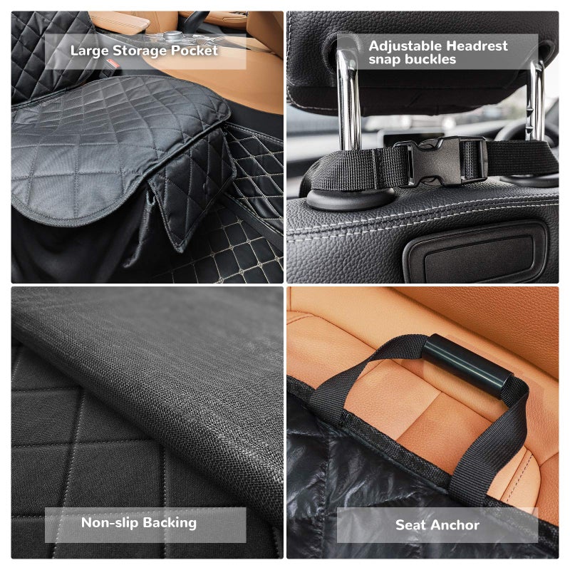 URPOWER Dog Car Seat Cover for Front Seat, Waterproof Pet Car Seat Protector with Pocket & Elastic Skirt, Non-Slip Dog Bucket Seat Covers for Cars, Trucks & SUVs - Image 5